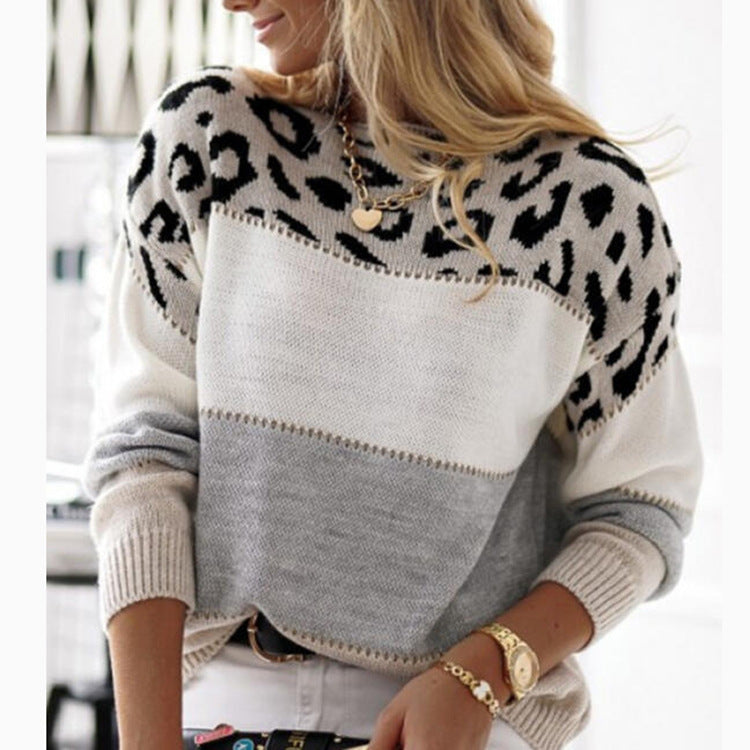 Pull Femme Bicolore Léopard