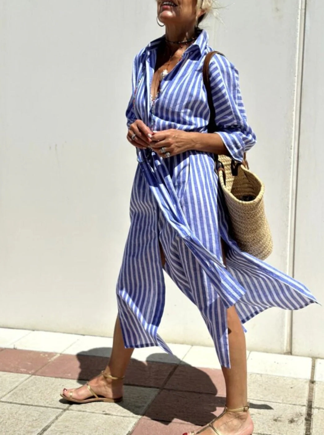 Robe Chemise Élégante à Rayures