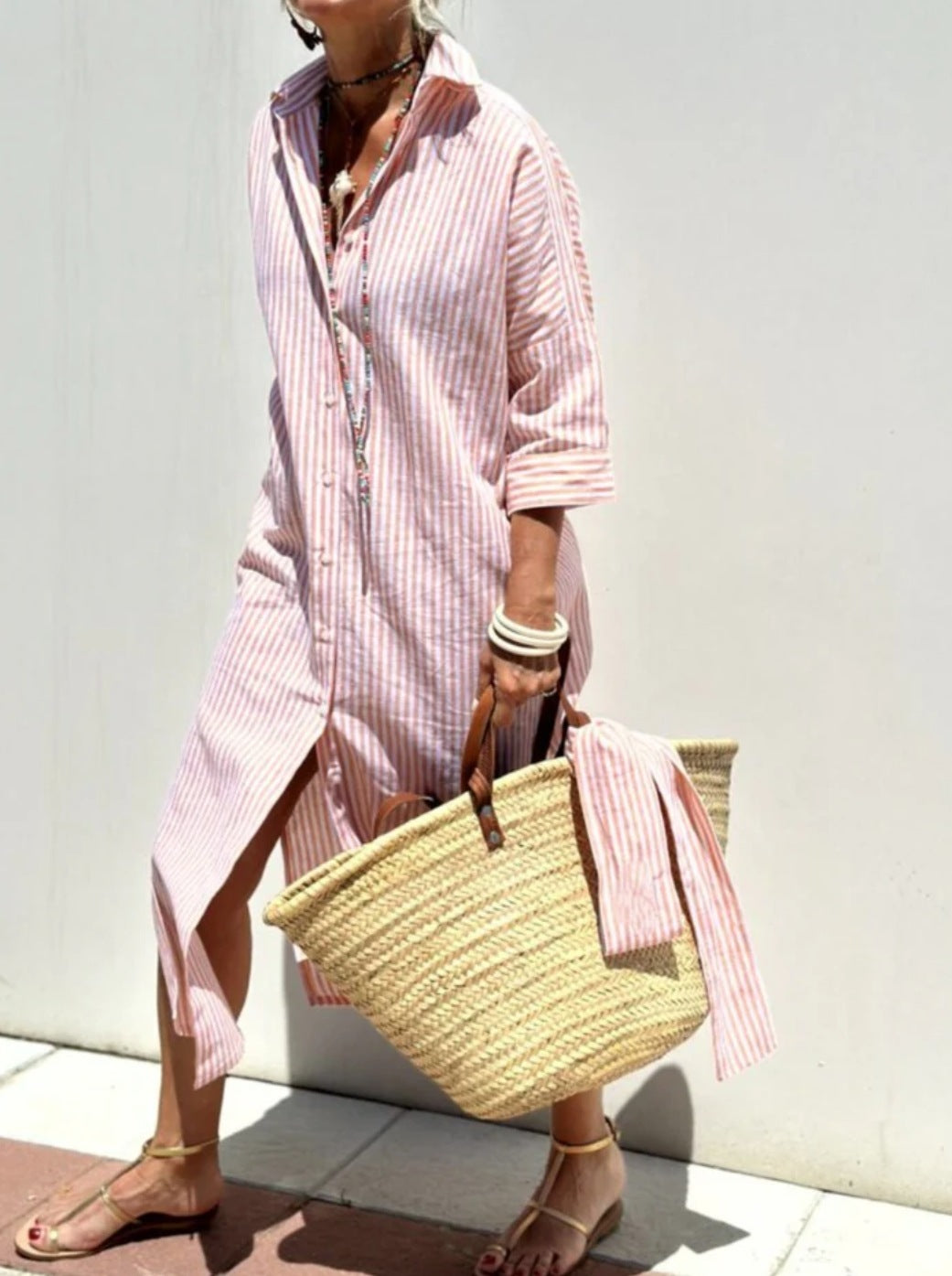 Robe Chemise Élégante à Rayures