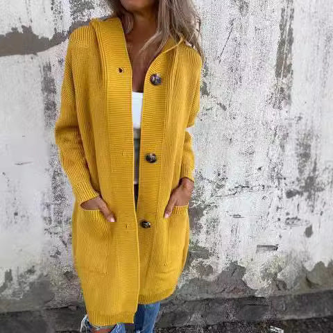 Cardigan Femme Mi-Long à Poches