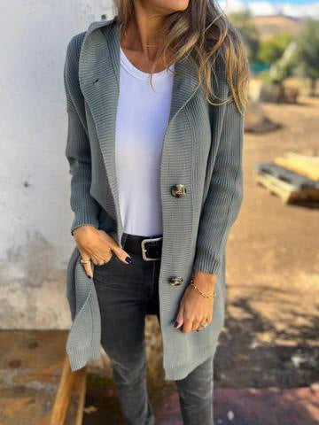 Cardigan Femme Mi-Long à Poches