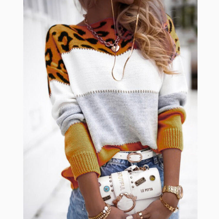 Pull Femme Bicolore Léopard