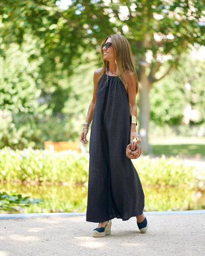 Robe Lin-Coton à Col Halter