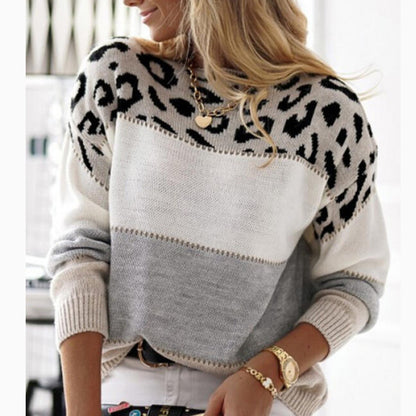 Pull Femme Bicolore Léopard