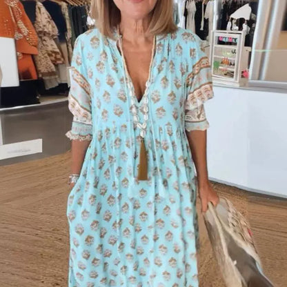 Robe Bohème à Imprimé Floral – Col V