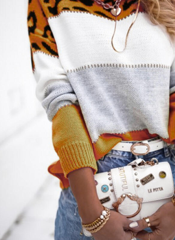 Pull Femme Bicolore Léopard