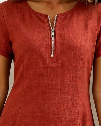 Robe Casual Chic à Zip et Poches