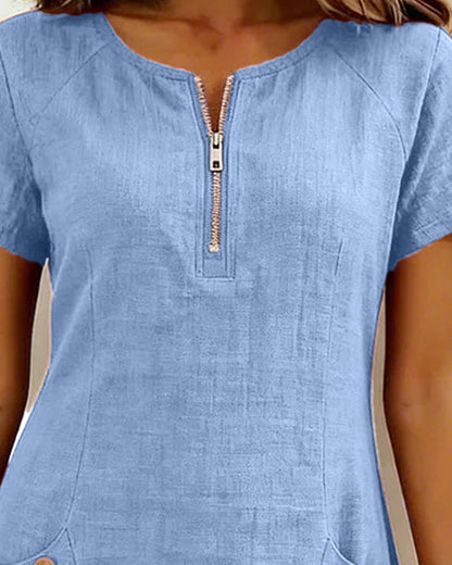 Robe Casual Chic à Zip et Poches