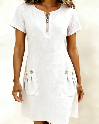 Robe Casual Chic à Zip et Poches