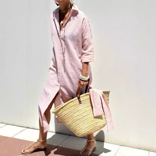 Robe Chemise Élégante à Rayures